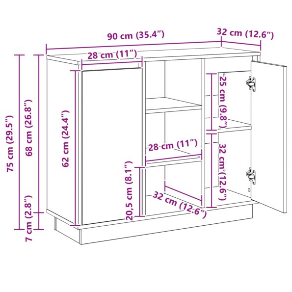 vidaXL Komoda s LED Šedá Sonoma 90x32x75 cm Zložené drevo – Obrázok 13