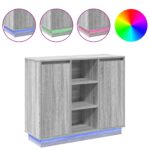 vidaXL Komoda s LED Šedá Sonoma 90x32x75 cm Zložené drevo – Obrázok 4