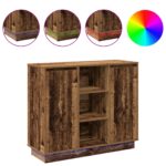 vidaXL Komoda s LED staré drevo 90x32x75 cm z inžinierskeho dreva – Obrázok 4