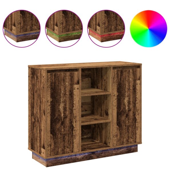 vidaXL Komoda s LED staré drevo 90x32x75 cm z inžinierskeho dreva – Obrázok 4