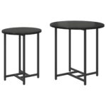vidaXL Bočný stolík 2 ks Čierny Dubový drevotrieska a Kov – Obrázok 2
