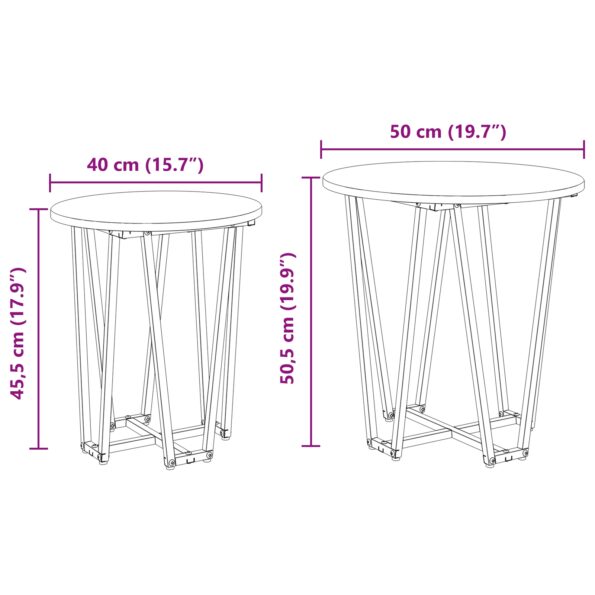 vidaXL Bočný Stôl Set s 2 - Čierna dub MDF a kov – Obrázok 8