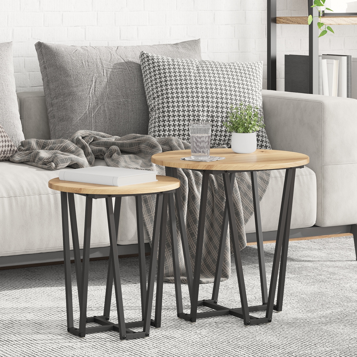 869725_1.jpg vidaXL Sada príručných stolíkov 2 pcs Artisan dub a čierna – Obrázok 1