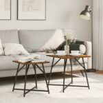 vidaXL Bočný stôl 2 ks, dymený dub, inžinierstvo a kov