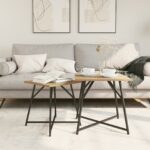 vidaXL Súprava dvoch bočných stolov z remeselného dubu a kovu – Obrázok 4