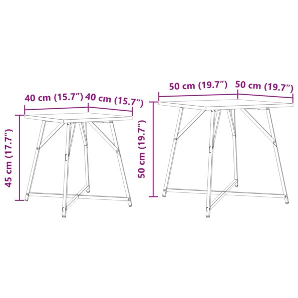 vidaXL Súprava dvoch bočných stolov z remeselného dubu a kovu – Obrázok 9