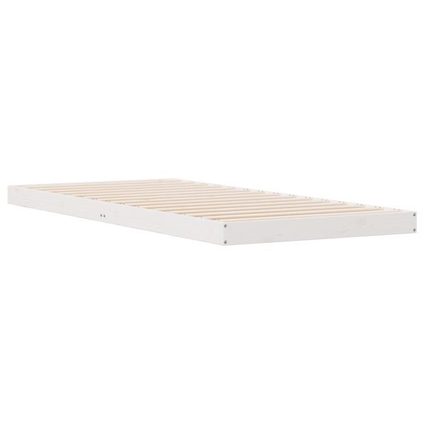 vidaXL Rám postele biela 90x210 cm masívne borovicové drevo – Obrázok 2