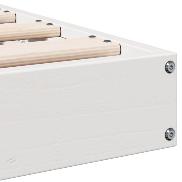 vidaXL Rám postele biela 90x210 cm masívne borovicové drevo – Obrázok 7