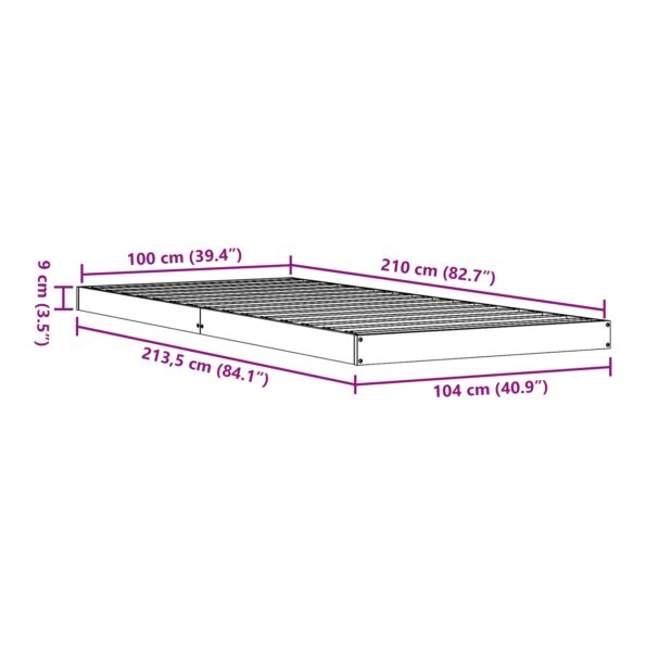 vidaXL Posteľový rám 100x210 cm z masívneho borovice – Obrázok 8