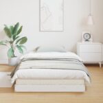 vidaXL Rám postele biely 100x210 cm z masívneho borovicového dreva – Obrázok 4