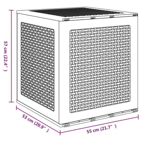870580_10.jpg vidaXL Záhradná úložná truhlica Hnedá 55x53x57 cm PP – Obrázok 10