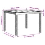 vidaXL Záhradný stôl Hnedá 100 x 100 x 73 cm polyratan – Obrázok 10