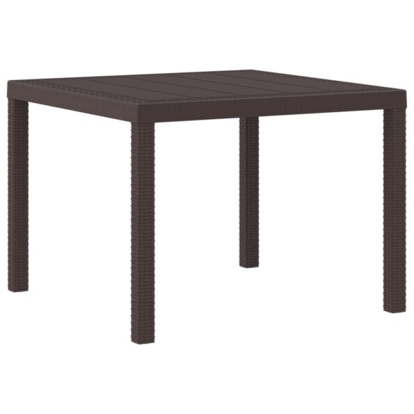 vidaXL Záhradný stôl Hnedá 100 x 100 x 73 cm polyratan – Obrázok 2