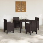 vidaXL Záhradný stôl Hnedá 100 x 100 x 73 cm polyratan – Obrázok 3