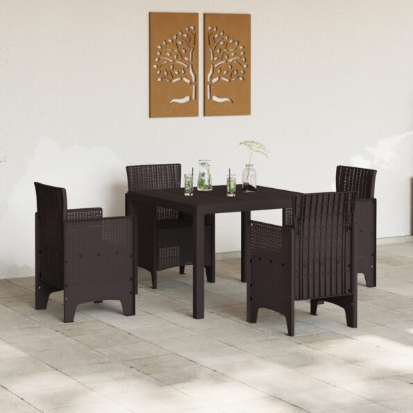 vidaXL Záhradný stôl Hnedá 100 x 100 x 73 cm polyratan – Obrázok 3