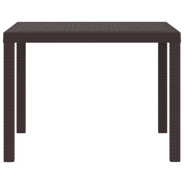vidaXL Záhradný stôl Hnedá 100 x 100 x 73 cm polyratan – Obrázok 5