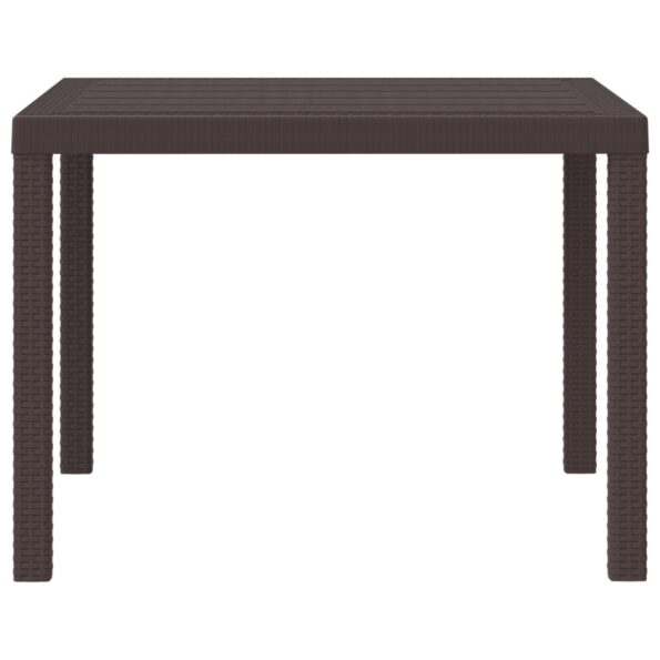 vidaXL Záhradný stôl Hnedá 100 x 100 x 73 cm polyratan – Obrázok 6