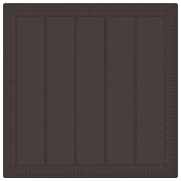 vidaXL Záhradný stôl Hnedá 100 x 100 x 73 cm polyratan – Obrázok 7