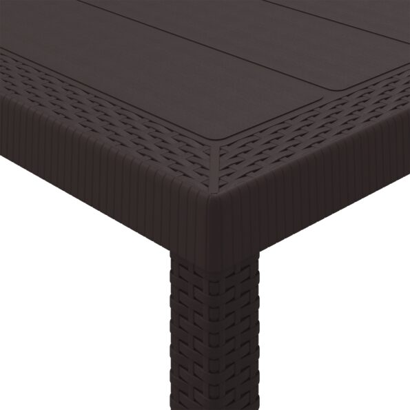 vidaXL Záhradný stôl Hnedá 100 x 100 x 73 cm polyratan – Obrázok 8