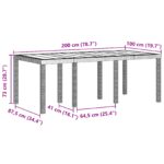 vidaXL Záhradný stôl Hnedá 200x100x73 cm Poly Rattan – Obrázok 11