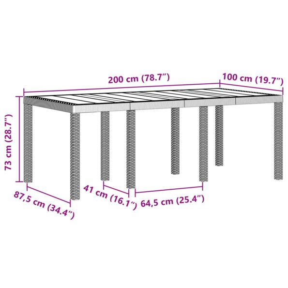 871689_11.jpg vidaXL Záhradný stôl Hnedá 200x100x73 cm Poly Rattan – Obrázok 11