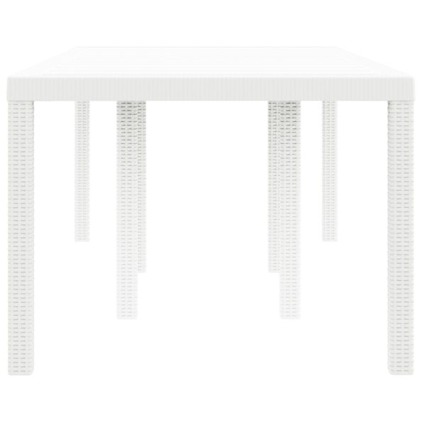 vidaXL Záhradný stôl Biela 200x100x73 cm Poly Rattan – Obrázok 6