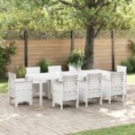 vidaXL Záhradný stôl Biely 250x100x73 cm Poly Rattan