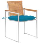 vidaXL Záhradné stoličky so sedákmi 2 ks masívne tíkové drevo a oceľ – Obrázok 3