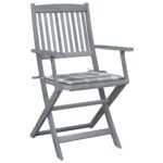 vidaXL Skladacie záhradné stoličky s podložkami 2 ks akáciový masív – Obrázok 2