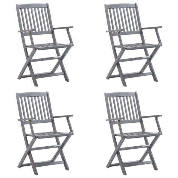 vidaXL Skladacie vonkajšie stoličky s podložkami 4 ks akáciový masív – Obrázok 2