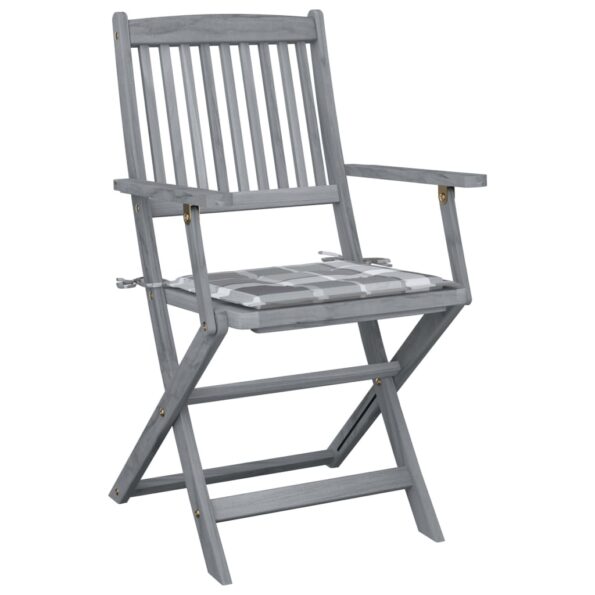 vidaXL Skladacie vonkajšie stoličky s podložkami 4 ks akáciový masív – Obrázok 3