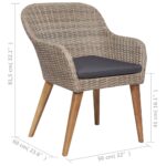 vidaXL 3-dielna záhradná jedálenská súprava hnedá – Obrázok 12