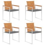 vidaXL Záhradné stoličky 4 ks s podložkami akáciový masív