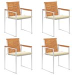 vidaXL Záhradné stoličky 4 ks s podložkami akáciový masív