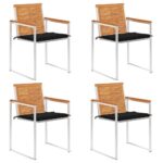 vidaXL Záhradné stoličky 4 ks s podložkami akáciový masív