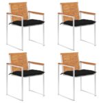 vidaXL Záhradné stoličky 4 ks s podložkami akáciový masív