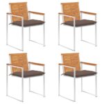 vidaXL Záhradné stoličky 4 ks s podložkami akáciový masív