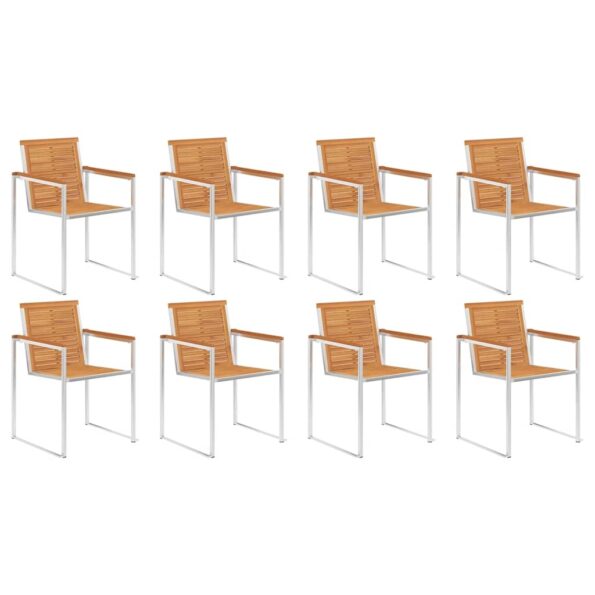 vidaXL Záhradné stoličky 8 ks s podložkami akáciový masív – Obrázok 3