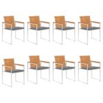 vidaXL Záhradné stoličky 8 ks s podložkami akáciový masív