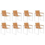vidaXL Záhradné stoličky 8 ks s podložkami akáciový masív – Obrázok 3