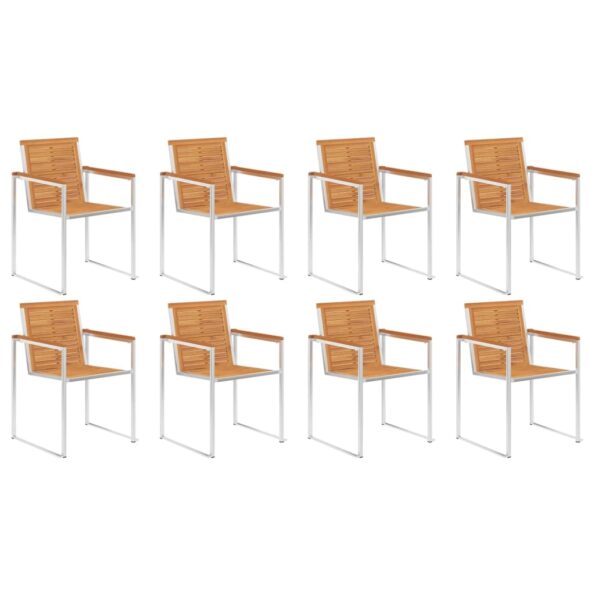vidaXL Záhradné stoličky 8 ks s podložkami akáciový masív – Obrázok 3