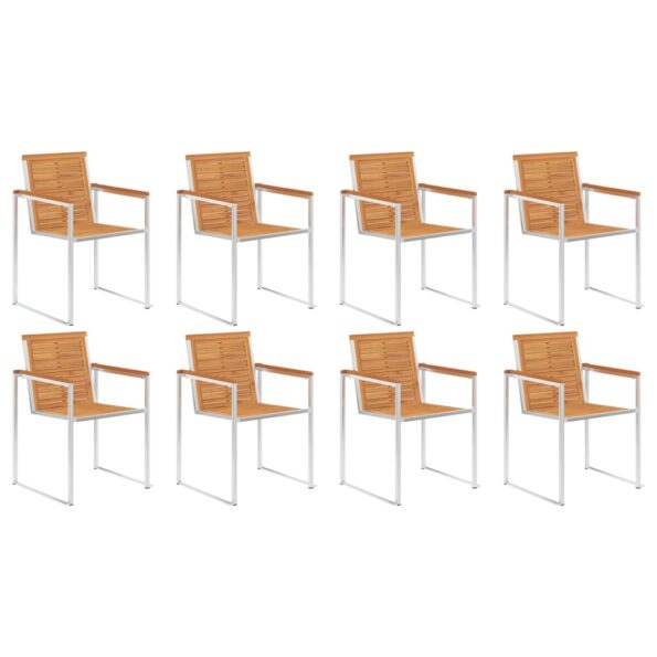 vidaXL Záhradné stoličky 8 ks s podložkami akáciový masív – Obrázok 3