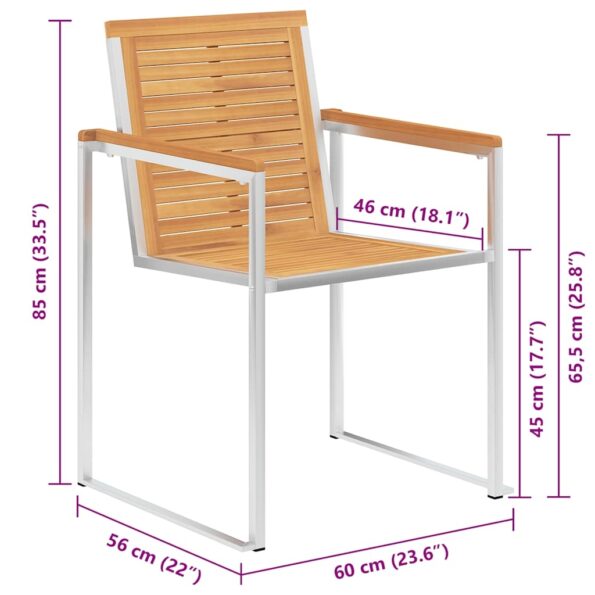vidaXL Záhradné stoličky 4 ks s podložkami tíkový masív – Obrázok 12