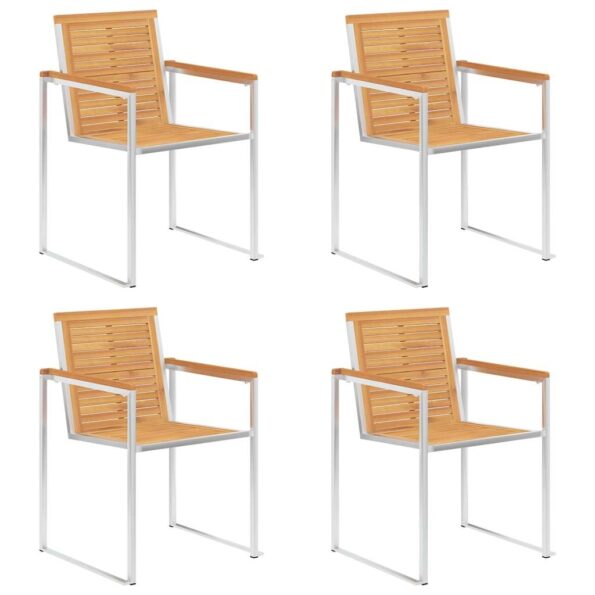 vidaXL Záhradné stoličky 4 ks s podložkami tíkový masív – Obrázok 3