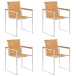 vidaXL Záhradné stoličky 4 ks s podložkami tíkový masív – Obrázok 3