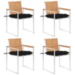 vidaXL Záhradné stoličky 4 ks s podložkami tíkový masív