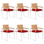 vidaXL Záhradné stoličky 6 ks s podložkami tíkový masív