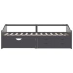 vidaXL 3-miestna posteľ so zásuvkami sivá masívna borovica 90x200 cm – Obrázok 5