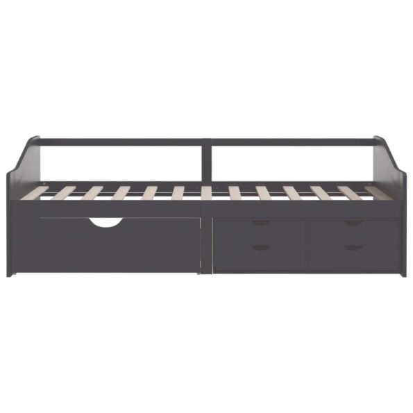 vidaXL 3-miestna posteľ so zásuvkami sivá masívna borovica 90x200 cm – Obrázok 5