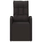 vidaXL Sklápacia záhradná stolička s vankúšmi čierna polyratan – Obrázok 3